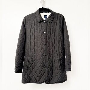 Vintage Gap Quilted Lightweight Fall Casual Button‎ Down Jacket Black Medium